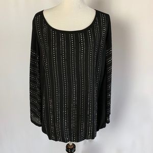 Festive Black Alfani Top with rhinestones 22W